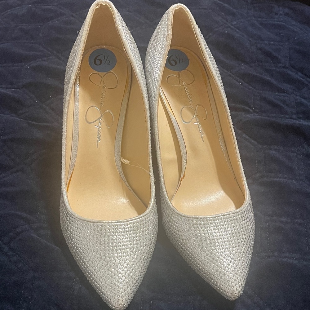 Jessica Simpson Sparkling Silver Pumps